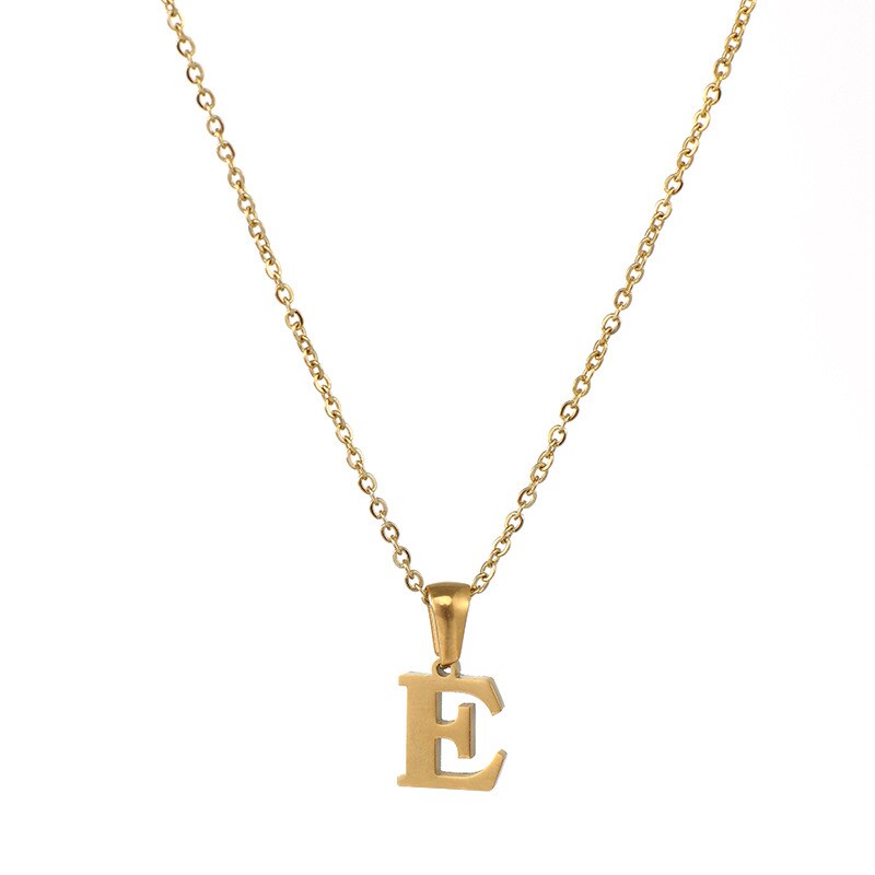 Gold color / 1 Piece Simple Series Simple Letter E Stainless Steel 18K Gold Plated Women's Pendant Necklaces Picture5